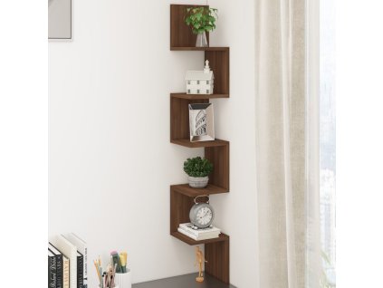 Nástěnná rohová police hnědý dub 20 x 20 x 127,5 cm kompozit 815212