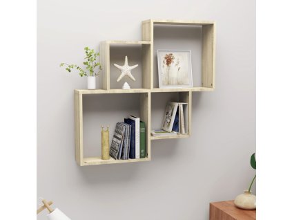 Nástěnná čtvercová police dub sonoma 80 x 15 x 78,5 cm kompozit 807262
