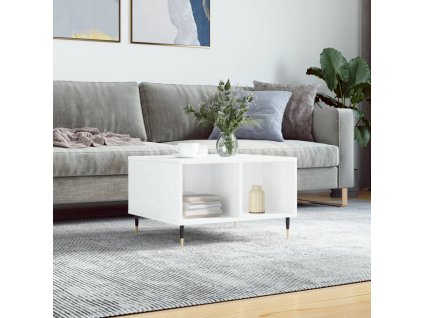Konferenční stolek bílý s leskem 60x50x36,5 cm kompozitní dřevo 830534