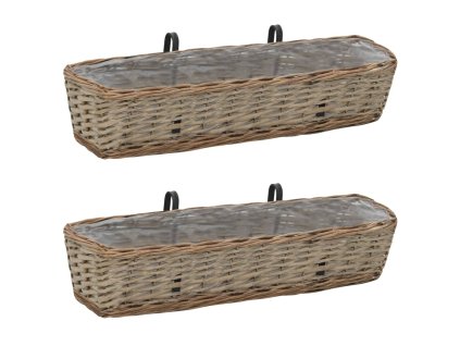 Květináče na balkon 2 ks proutěné s PE výstelkou 80 cm 287642