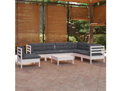 8dílná zahradní souprava s poduškami masivní borovice 3096726