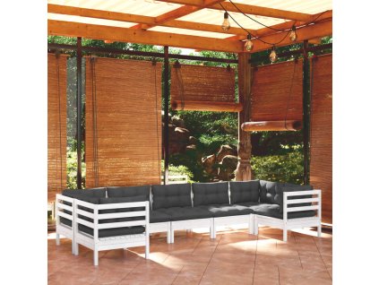 7dílná zahradní sedací souprava s poduškami bílá borovice 3097308