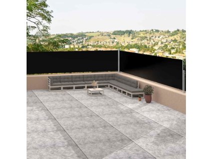 Zatahovací boční markýza černá 117 x 1 200 cm 318054