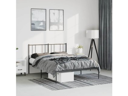 Kovový rám postele s čelem černý 150 x 200 cm 352482