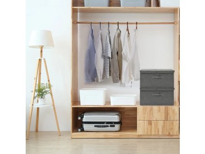 Úložné boxy 2 ks textil 50 x 30 x 25 cm antracitové 332913