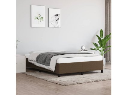 Rám postele bez matrace tmavě hnědý 140 x 200 cm textil 347069