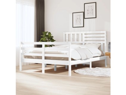 Rám postele bílý 120 x 190 cm Small Double masivní dřevo 3101059