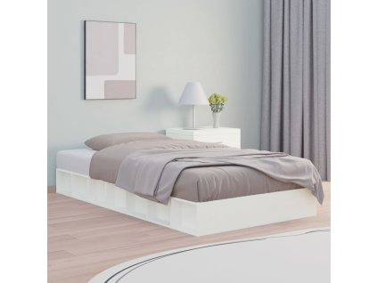 Rám postele bílý 135 x 190 cm Double masivní dřevo 820712