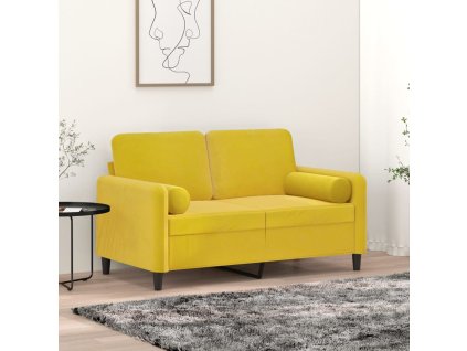 Dekorační polštáře 2 ks žluté Ø 15 x 50 cm samet 349515