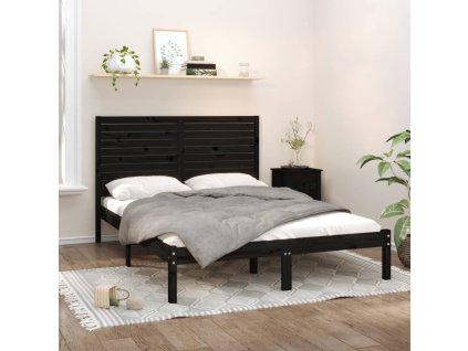 Rám postele černý masivní dřevo 150 x 200 cm King Size 3104617