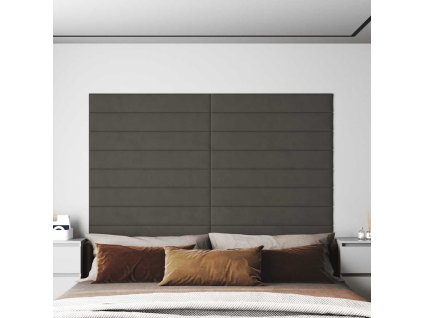 Nástěnné panely 12 ks tmavě šedé 90 x 15 cm samet 1,62 m² 343892
