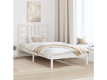 Rám postele bílý masivní dřevo 100 x 200 cm 3105396