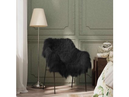 Přehoz na židli z islandské ovčí kůže černý 70 x 110 cm 335854