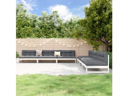 6dílná zahradní sedací souprava bílá masivní borovice 3186607