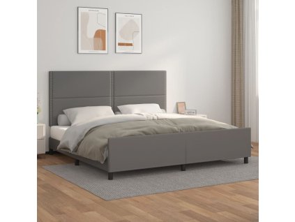 Rám postele s čelem šedý 200x200 cm umělá kůže 3125534