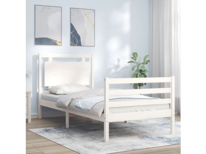Rám postele s čelem bílý Small Single masivní dřevo 3194012