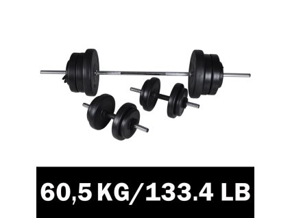 Vzpěračská činka + sada 2 činek 60,5 kg 90375
