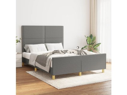 Rám postele bez matrace tmavě šedý 140 x 190 cm textil 3124969