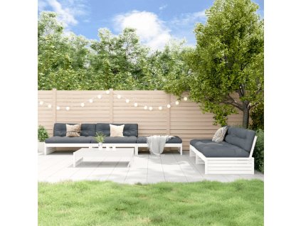 6dílná zahradní sedací souprava bílá masivní borovice 3186642