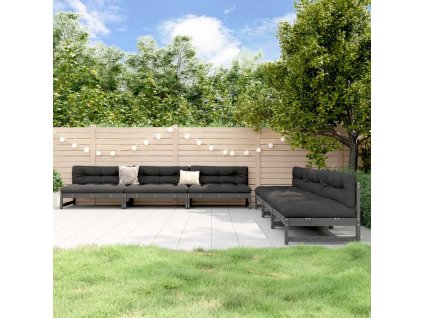 6dílná zahradní sedací souprava šedá masivní borovice 3186608