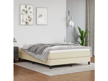 Taštičková matrace krémová 140 x 190 x 20 cm umělá kůže 347784