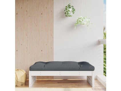 Zahradní podnožka bílá 120 x 80 cm masivní borové dřevo 825752