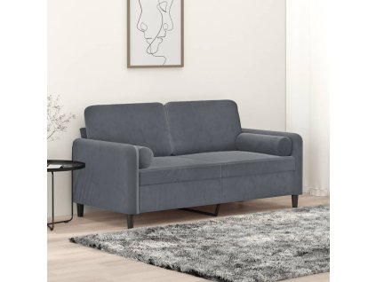 2místná pohovka s polštáři tmavě šedá 140 cm samet 3200882