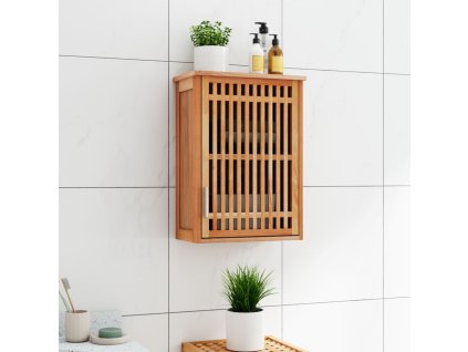 Nástěnná koupelnová skříňka 42x23x60 cm masivní ořechové dřevo 350357