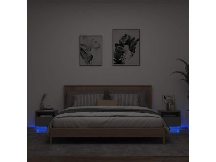 Noční stolky s LED osvětlením 2 ks černé 40 x 39 x 37 cm 836801