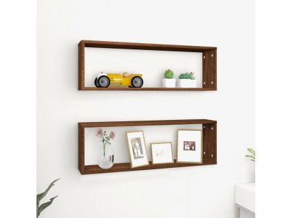 Nástěnné obdélníkové police 2 ks hnědý dub 80 x 15 x 26,5 cm 815921