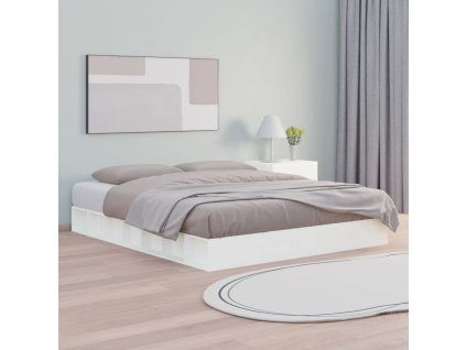 Rám postele bílý 150 x 200 cm King Size masivní dřevo 820672