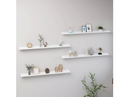 Nástěnné police 4 ks bílé 100 x 9 x 3 cm 326663