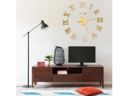 3D nástěnné hodiny moderní design zlaté 100 cm XXL 325160
