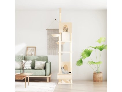 Kočičí strom ke stropu krémový 277–303 cm 171612