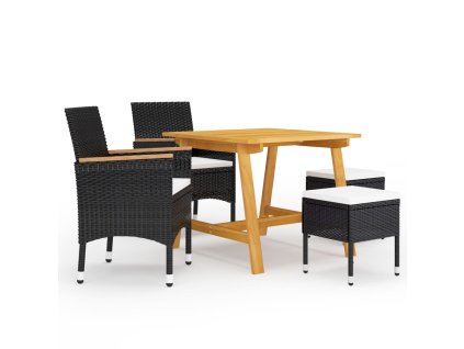 5dílný zahradní jídelní set černý 3068695