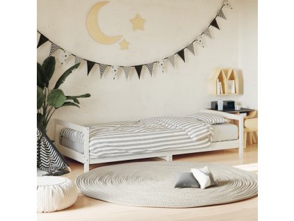 Dětská postel bílá 90 x 190 cm masivní borové dřevo