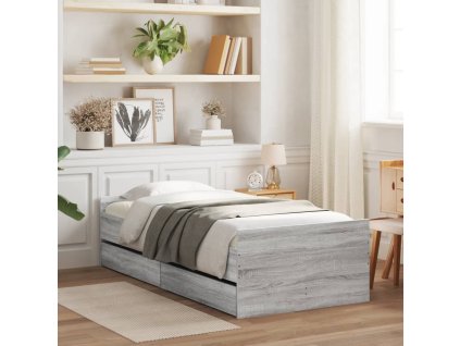 Rám postele se zásuvkami šedý sonoma 90 x 200 cm 3207376