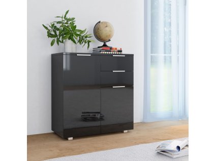 Příborník černý s vysokým leskem 71x35x80 cm kompozitní dřevo 283716