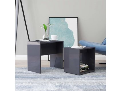 Set konferenčních stolků šedý lesklý 48x30x45 kompozitní dřevo 802893