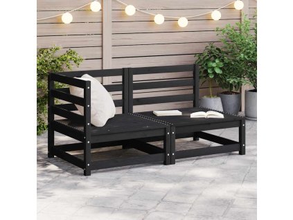 2dílná zahradní sedací souprava černá masivní borovice 805694