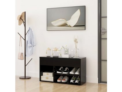 Lavice s botníkem černá 80 x 30 x 45 cm kompozitní dřevo 808748