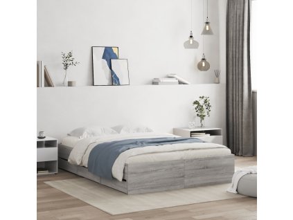 Rám postele se zásuvkami šedý sonoma 120 x 190 cm kompozit 3207320