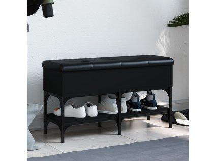 Lavice s botníkem černá 82 x 32 x 45 cm kompozitní dřevo 835172