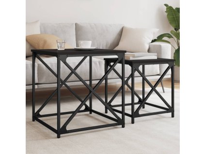 Hnízdové konferenční stolky 2 ks černé kompozitní dřevo 838943