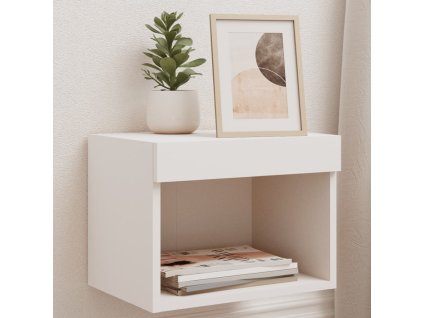 Noční stolky s LED osvětlením nástěnné 2 ks bílé 837114