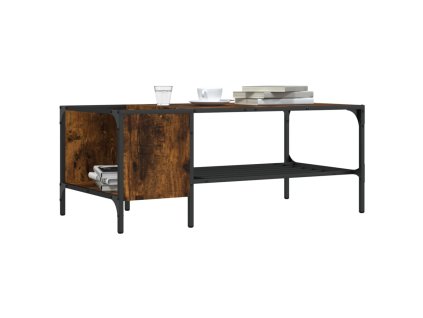 Konferenční stolek s regálem kouřový dub 100x51x40 cm kompozit 837734