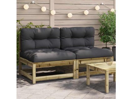 Zahradní pohovky bez područek s poduškami 2 ks borovice 838092