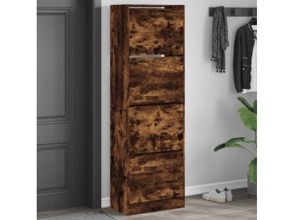 Botník se 4 výklopnými zásuvkami kouřový dub 60 x 34 x 187,5 cm 3214375