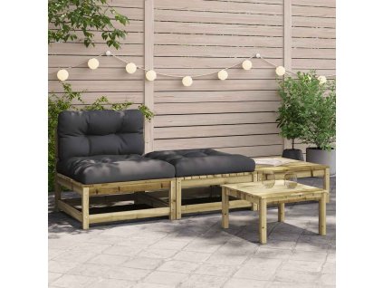 Zahradní pohovka bez područek s poduškami a podnožkami 838148