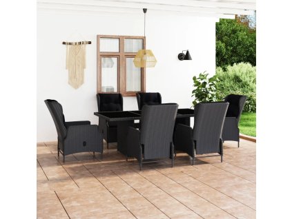 7dílný zahradní jídelní set s poduškami polyratan tmavě šedý 3060136